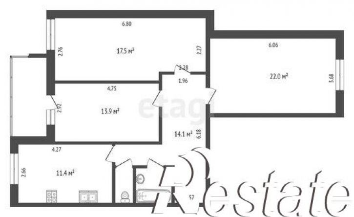 3-комн квартира Смоленский переулок, 4,  д. 4