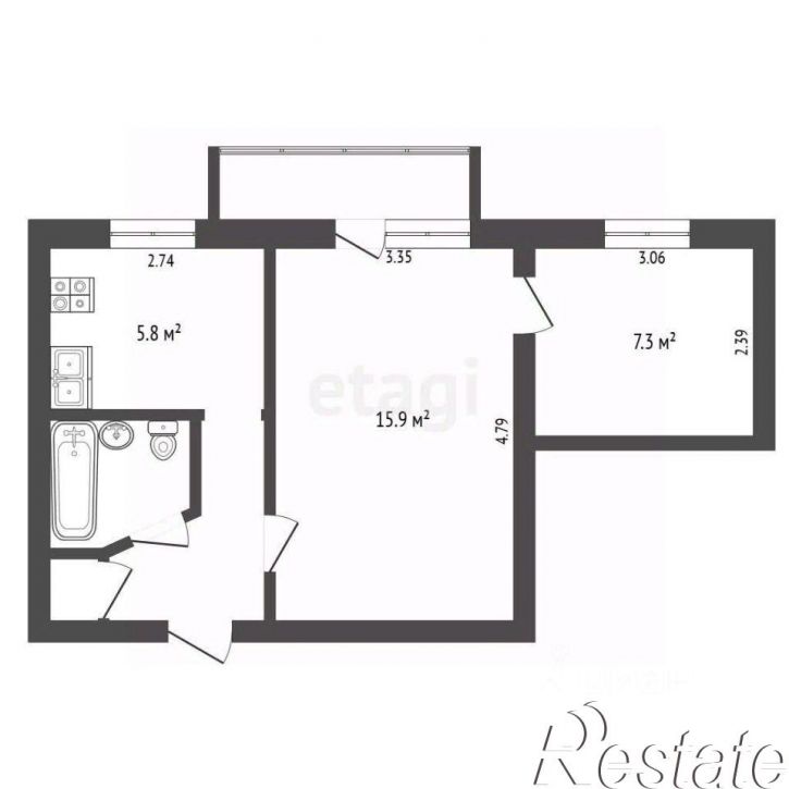 2-комн квартира Песчаная улица, 2,  д. 2