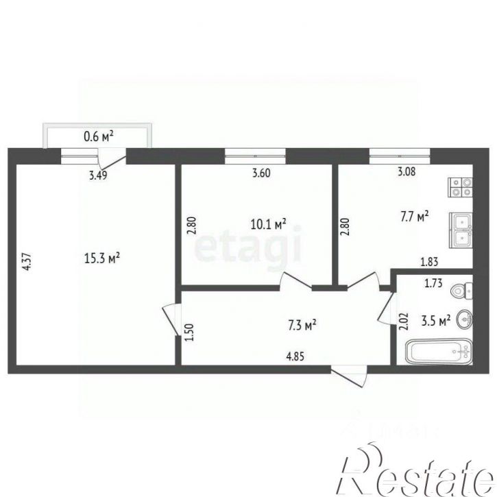 2-комн квартира улица Братьев Луканиных, 3,  д. 3