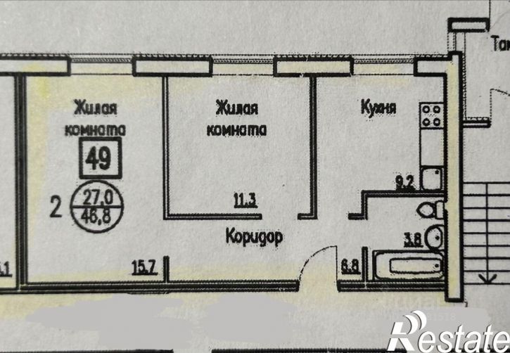 2-комн квартира улица Петра Тарасова, 39,  д. 39