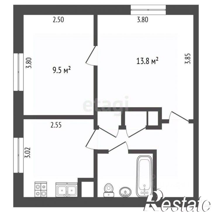 2-комн квартира улица Космонавта Комарова, 53,  д. 53