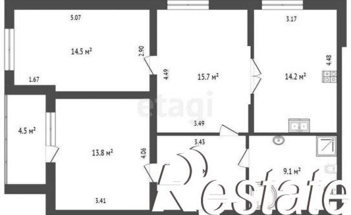 3-комн квартира Старообрядческий переулок, 9,  д. 9